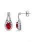 Created Ruby and Cubic Zirconia Halo Earrings