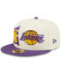ფოტო #1 პროდუქტის Men's Cream, Purple Los Angeles Lakers 2022 NBA Draft 59FIFTY Fitted Hat