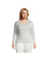 Plus Size Cotton Rib Long Sleeve Crewneck T-Shirt