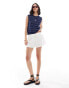 ASOS DESIGN knitted tank with rick rack stitch in stripe in navy