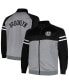 ფოტო #1 პროდუქტის Men's Black, Heather Gray Brooklyn Nets Big and Tall Pieced Stripe Raglan Full-Zip Track Jacket