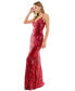 Juniors' Strappy Sequined Evening Gown
