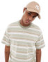 ONLY & SONS relaxed fit t-shirt in tonal khaki stripe Зеленый, S - фото #4