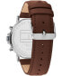 ფოტო #3 პროდუქტის Men's Multifunction Brown Leather Watch 43mm