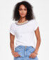 ფოტო #1 პროდუქტის Women's Rhinestone-Trim Tee, Created for Macy's