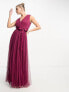 Фото #1 товара Anaya wrap front maxi tulle dress in red plum