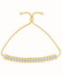 ფოტო #1 პროდუქტის Diamond Accent Rope Edge Adjustable Bolo Bracelet in 14K Gold Plate