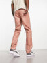 ASOS DESIGN straight leather look trousers in pink