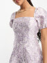 Фото #7 товара Miss Selfridge jacquard puff sleeve corset mini dress in lilac