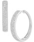 ფოტო #1 პროდუქტის Lab Grown Small Diamond Hoop Earrings (1 ct. t.w.) in Sterling Silver, 1"