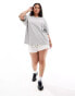 4th & Reckless Plus exclusive embroidered soleil logo oversized t-shirt in grey