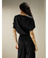 Фото #2 товара Short rippled batwing sleeves Silk Shirt for Women