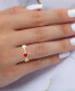 ფოტო #2 პროდუქტის Cubic Zirconia & Red & White Enamel Polished Heart Ring in 14k Gold-Plated Sterling Silver