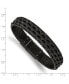 ფოტო #2 პროდუქტის Stainless Steel Brushed Black IP-plated Wire Leather Bracelet