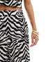 JDY Petite pull on wide leg plisse trouser co-ord in black & white zebra print