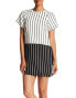 Фото #1 товара Ali & Jay 161463 Women's Stripe Shift Dress Short Sleeve Black/White Sz. Medium