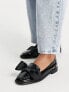 ASOS DESIGN Mentor bow loafer flat shoes in black patent