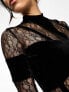 Фото #7 товара Simmi lace and velvet mini dress in black