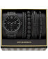Men's Black Stainless Steel Bracelet Watch 46mm Gift Set