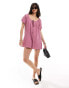 Фото #1 товара ASOS DESIGN short sleeve romper playsuit with bead detailing in mauve