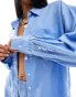 Lindex Magda linen blend oversized beach shirt in blue BLAU, S - фото #2