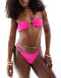 Aria Cove crinkle bandeau ring detail bikini top co-ord in pink