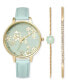 ფოტო #1 პროდუქტის Women's Green Strap Watch 39mm Gift Set, Created for Macy's