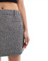 NA-KD tweed mini skirt in black and white