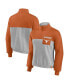 ფოტო #1 პროდუქტის Women's Texas Orange, Heathered Gray Texas Longhorns Sideline to Sideline Colorblock Quarter-Zip Jacket