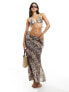 Фото #1 товара Candypants zebra print low rise maxi beach skirt in brown