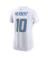 Women's Justin Herbert White Los Angeles Chargers Player Name Number T-shirt