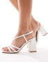 Фото #1 товара Be Mine Bridal Adilette asymmetric strap block heel sandals in ivory