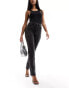 Фото #1 товара ONLY Emily high waisted rhinestone detail straight leg jeans in washed black