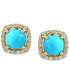 ფოტო #3 პროდუქტის EFFY® Turquoise & Diamond (1/5 ct. t.w.) Stud Earrings in 14k Gold