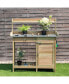Фото #3 товара Outdoor Potting Bench Garden Wooden Work Station Metal Tabletop Cabinet Drawer