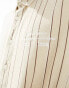 Фото #6 товара ASOS DESIGN overshirt in canvas stripe print with embroidery in beige