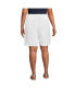 Фото #2 товара Plus Size High Rise Pull On Elastic Waist 10" Linen Bermuda Shorts