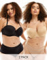 Фото #2 товара Ivory Rose Curve 2 pack strapless bra in beige and black