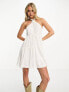 Фото #1 товара Vero Moda linen touch tiered mini halterneck sundress in white