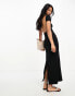 Фото #2 товара ASOS DESIGN soft touch capped sleeve scoop back maxi dress with in black