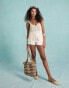 Miss Selfridge crochet fringe hem vest top in cream Бежевый, M - EU 40-42 - фото #1