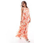 Фото #1 товара Forever New one shoulder ruffle maxi dress in poppy print