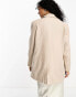 Only oversized linen blazer in stone M - фото #6