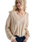 ფოტო #4 პროდუქტის Women's V-Neck Cable-Knit Sweater