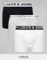 Фото #1 товара Jack & Jones 3 pack contrast waistband trunk in dark grey