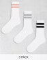 Фото #1 товара Weekday 3-pack stripe sport socks in white