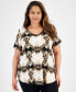 Фото #1 товара Plus Size Lush Print V-Neck Top, Created for Macy's