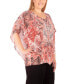 Petite V-neck Printed Poncho Top with Nailheads