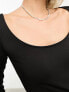 Фото #5 товара Weekday Tea fine jersey long sleeve top with scoop neck in black