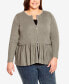 Фото #1 товара Plus Size Zip Peplum Cardigan